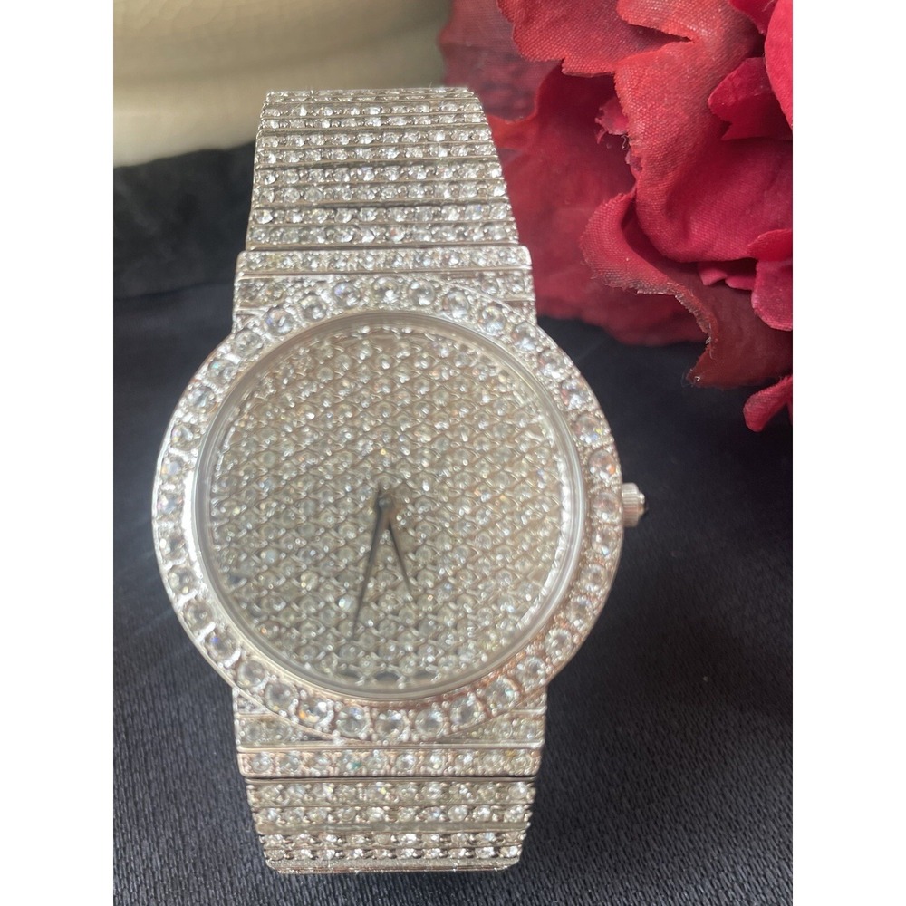 Women's Croton Crystal Rhodium Watch 2.0mm Vintage-New Battery!